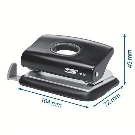 Děrovačka "FC10", černá, mini, 10 listů, RAPID OFERTA office vše pro kancelář Víkendová Akce