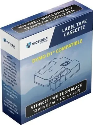 Speciální Cena Páska, bílá na černé, 12 mm x 7 m, VICTORIA TECHNOLOGY OFERTA office vše pro kancelář