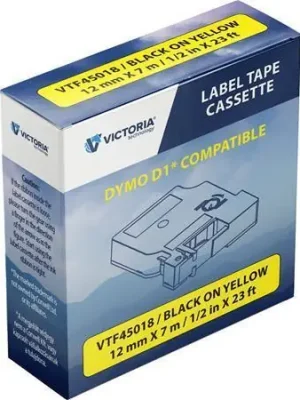 Nejprodávanější Páska, černá na žluté, 12 mm x 7 m, VICTORIA TECHNOLOGY OFERTA office vše pro kancelář