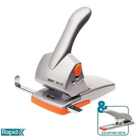 Novinka Velkokapacitní děrovačka Rapid Fashion HDC65, Stříbrná/Oranžová, RAPID OFERTA office vše pro kancelář