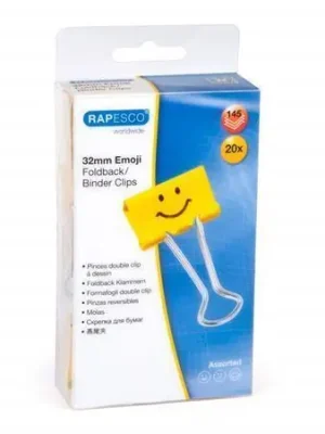 Levný Klipy na dokumenty "Emoji", žlutá, 32 mm, RAPESCO OFERTA office vše pro kancelář