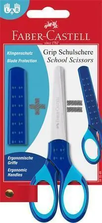 Bezpečná Platba Nůžky Grip, modrá, školní, 13,5 cm, s krytem, FABER-CASTELL 181549 OFERTA office vše pro kancelář