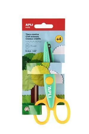 Nůžky kreativní “Toothed”, zelená-žlutá, vlnky, 13,5 cm, APLI 19999 OFERTA office vše pro kancelář Speciální Cena