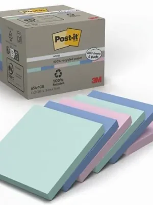 Horká Nabídka Samolepicí bloček "Nature", mix pastelových barev, 76 x 76 mm, 6x 100 listů, recyklovaný, 3M POSTIT OFERTA office vše pro kancelář