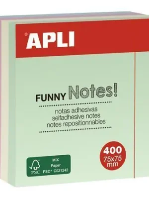 Samolepicí bloček "FUNNY", mix pastelových barev, 75 x 75 mm, 400 listů, APLI 10972 OFERTA office vše pro kancelář Originální
