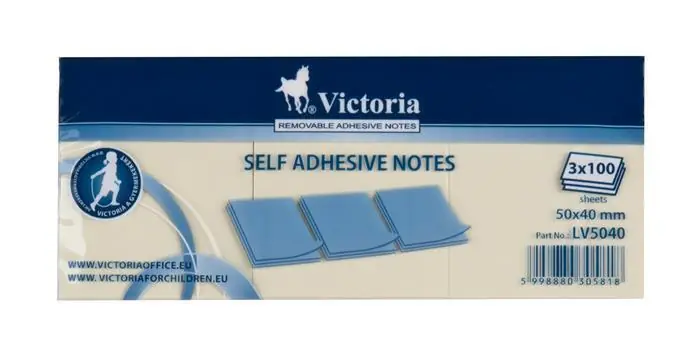 Značkový Samolepicí bloček, žlutá, 50 x 40 mm, 3x 100 listů, VICTORIA OFERTA office vše pro kancelář
