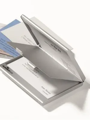 Akce Vizitkář "CARD BOX DUO", stříbrná, pouzdro na vizitky, pro 20 vizitek, kovový, DURABLE 243323 OFERTA office vše pro kancelář