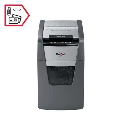 Skartovací stroj "Optimum AutoFeed+ 150 Pro P4", křížový řez, 150 listů, REXEL OFERTA office vše pro kancelář Jen Po Omezenou Doba