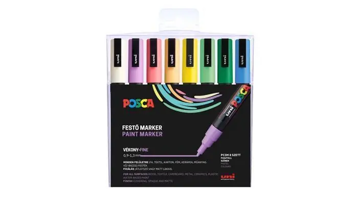 Akrylový popisovač "Posca PC-3M", 8 pastelových barev, sada, 0,9-1,3 mm, UNI 2UPC3MPASZTELL OFERTA office vše pro kancelář Speciální Cena