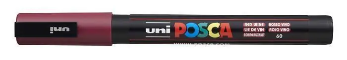 Značkový Akrylový popisovač "Posca PC-3M", červené víno, 0,9-1,3 mm, UNI OFERTA office vše pro kancelář