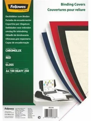 Zadní kryt "Chromo", pro kroužkovou vazbu, lesklý červený, A4, 250 g, FELLOWES OFERTA office vše pro kancelář Cenová Bomba