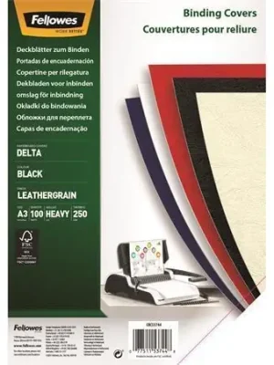 Zadní kryt "Delta", pro kroužkovou vazbu, imitace kůže, matný černý, A3, 270 g, FELLOWES OFERTA office vše pro kancelář Akční Cena