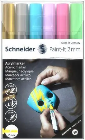 120196 Akrylové popisovače "Paint-It 310", sada 6 barev, 2 mm, SCHNEIDER OFERTA office vše pro kancelář Ověřený
