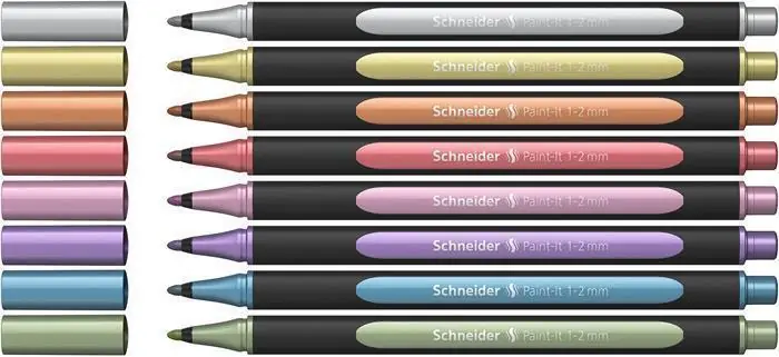 Akrylový popisovač "Paint-It 020", 8 různých kovových barev, sada, 1-2 mm, SCHNEIDER ML02011502 OFERTA office vše pro kancelář Vysoce Kvalitní