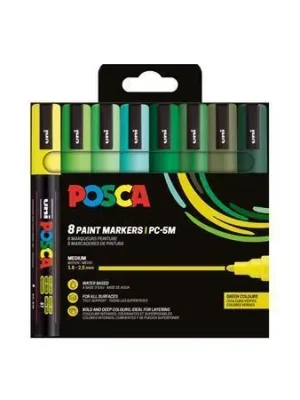 Přímo Od Výrobce Akrylový popisovač "Posca PC-5M", 8 různých zelených barev, sada, 1,8-2,5 mm, UNI 302422441 OFERTA office vše pro kancelář