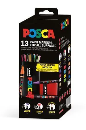 Akrylový popisovač "Posca", 13 ks, sada v kovovém pouzdru, UNI OFERTA office vše pro kancelář Cenová Bomba