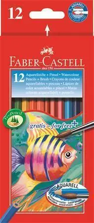 Sleva Akvarelové pastelky, se štětcem, 12 barev, šestihranné, FABER-CASTELL OFERTA office vše pro kancelář