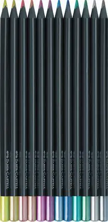Barevné pastelky "Black Edition", 12 metalických barev, trojhranné, FABER-CASTELL 116415 OFERTA office vše pro kancelář Finální Výprodej