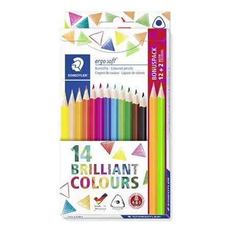 Jen Po Omezenou Doba Barevné pastelky "Ergo Soft", 14 barev, trojhranné, STAEDTLER 157 C14P1 OFERTA office vše pro kancelář