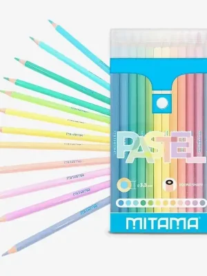 Pouze Dnes Barevné pastelky PASTEL, 12 barev, kulaté, MITAMA 62827 OFERTA office vše pro kancelář