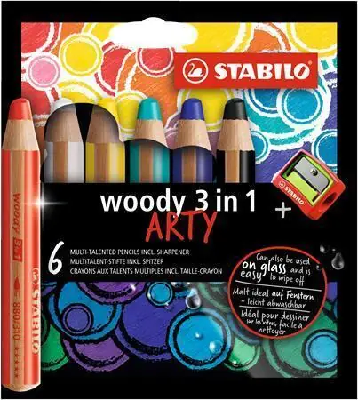 Kup Teď Barevné tužky "Woody ARTY 3 in 1", 6 různých barev, kulatá, silná, STABILO OFERTA office vše pro kancelář