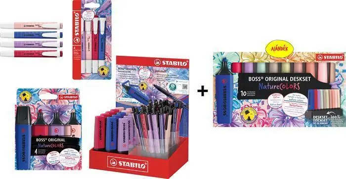 Displej + zvýrazňovače "Wildflower", mix, sada, STABILO TSTBTS04 OFERTA office vše pro kancelář Novinka