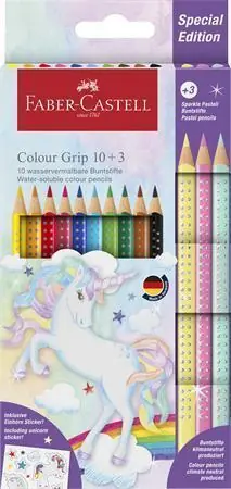 Oblíbený Barevné pastelky "Grip", 13 barev, trojhranné, jednorožec, FABER-CASTELL 201542 OFERTA office vše pro kancelář