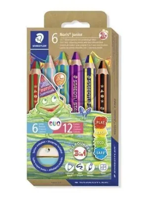 Barevné pastelky "Noris junior 140", 12 barev, 3v1, šestihranné, dvoubarevné, sada, STAEDTLER 1402C6 OFERTA office vše pro kancelář Aktuální