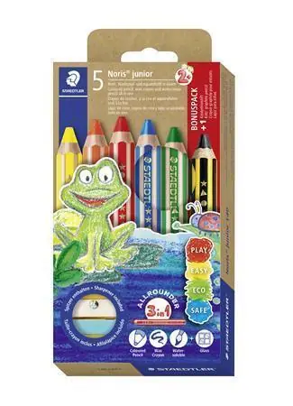 Novinka Barevné pastelky "Noris junior 140", 5 barev, 3v1, šestihranné, sada, STAEDTLER 140 C6P1 OFERTA office vše pro kancelář