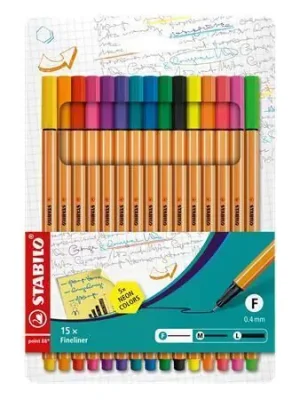 Horká Nabídka Fineliner "Point 88", 15 různých barev, 0,4 mm, STABILO OFERTA office vše pro kancelář