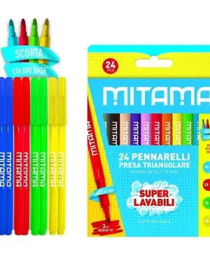 Fixy, sada, 24 ks, omyvatelné, 3 mm, trojhranné, MITAMA 61996 OFERTA office vše pro kancelář Cenově Výhodný