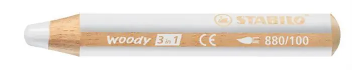 Nová Kolekce Barevná pastelka "Woody", bílá, 3v1 – pastelka, vodovka, voskovka, STABILO OFERTA office vše pro kancelář