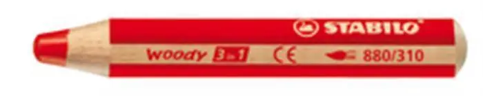 Super Cena Barevná pastelka "Woody", červená, maxi, 3v1 – pastelky, vodovka, voskovka, STABILO OFERTA office vše pro kancelář