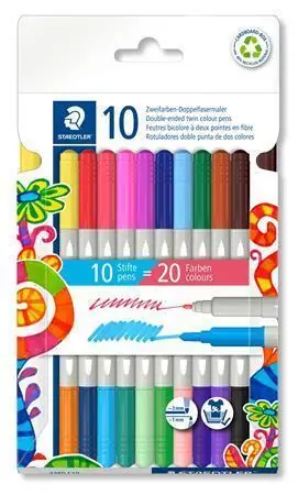 Oblíbený Fixy "3280", 20 různých barev, sada, 1-3 mm, oboustranné, vypratelné, STAEDTLER 3280 C10 OFERTA office vše pro kancelář