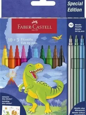Fixy "Dinosaurus", 10 barev + 3 metalické barvy, FABER-CASTELL 554214 OFERTA office vše pro kancelář Zlevněný