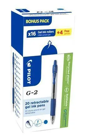 Gelové pero "G-2, Bonus Pack", modrá, 0,25 mm, stiskací mechanismus, PILOT BL-G2-5-20L OFERTA office vše pro kancelář Výprodej