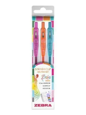 Nová Kolekce Gelové pero "Sarasa Clip Boho Vibes", 3 různé barvy, 0,33 mm, stiskací mechanismus, ZEBRA 99432 OFERTA office vše pro kancelář