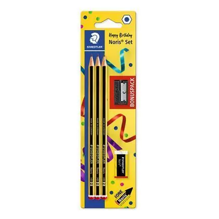Tovární Cena Grafitové tužky "Noris", HB 3ks, ořezávátko, pryž, šestihranné, STAEDTLER 120 SBK3P1 OFERTA office vše pro kancelář
