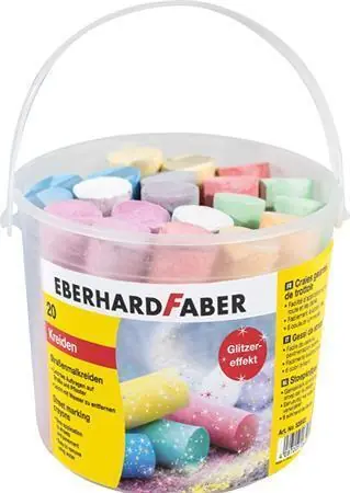 Křídy na chodník, 6 třpytivých barev, 20 ks, v plastovém kbelíku, EBERHARD FABER 526520 OFERTA office vše pro kancelář Nejlepší Volba