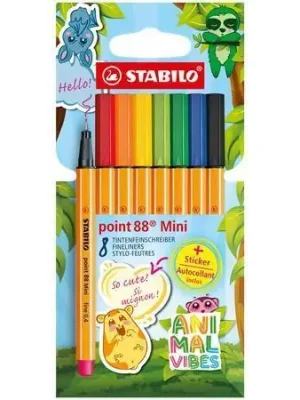 Cenově Výhodný Liner "Point 88 Mini Animal Vibes", 8 barev, 0,4 mm, sada, STABILO 688/8-07 OFERTA office vše pro kancelář