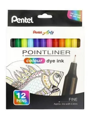 Liner "Pointliner", 12 různých barev, 0,4 mm, sada, PENTEL S40-12 OFERTA office vše pro kancelář Aktuální