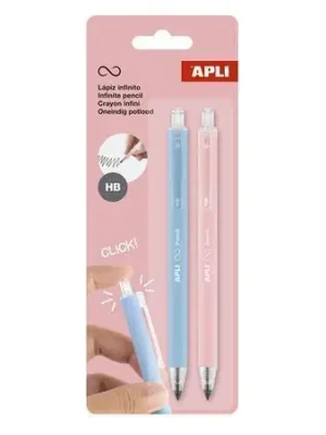 Dokud Zásoby Vydrží Nekonečná tužka "Infinite Click", modrá a růžová, HB, stiskací mechanismus, 2 ks, APLI 20066 OFERTA office vše pro kancelář
