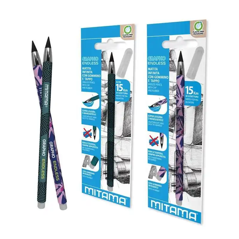Super Cena Nekonečná tužka s gumou, zelená, s víčkem, MITAMA 62980-90163 OFERTA office vše pro kancelář