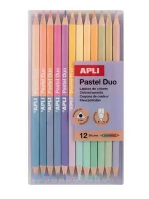 Pastelky "Pastel Duo", 24 různých pastelových barev, trojhranné, oboustranné, APLI 20084 OFERTA office vše pro kancelář Výprodej