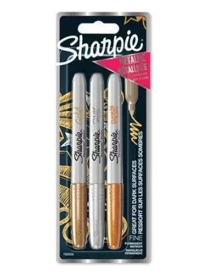 Hit Sezóny Permanentní popisovač "Metallic", 3 barvy, 1,4 mm, kuželový hrot, SHARPIE NSH1986006 OFERTA office vše pro kancelář