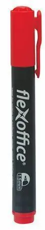 Permanentní popisovač "PM03", červená, 1,5mm, kuželový hrot, FLEXOFFICE OFERTA office vše pro kancelář Sezónní Sleva