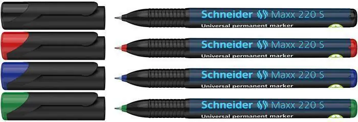 Hit Sezóny Permanentní popisovač "Maxx 220 S", 4 barvy, 0,4mm, OHP, SCHNEIDER OFERTA office vše pro kancelář