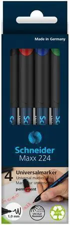 Permanentní popisovač "Maxx 224 M", mix barev, 4ks, 1mm, OHP, SCHNEIDER OFERTA office vše pro kancelář Must-Have