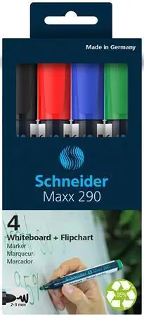 Popisovač na bílou tabuli a flipchart "Maxx 290", 4 barvy, 1-3mm, kuželový hrot, SCHNEIDER OFERTA office vše pro kancelář Vysoce Kvalitní