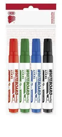 Popisovač na bílou tabuli a flipchart "Plan 12 XXL", 4 barvy, 1-4mm, klínový hrot, ICO OFERTA office vše pro kancelář Must-Have